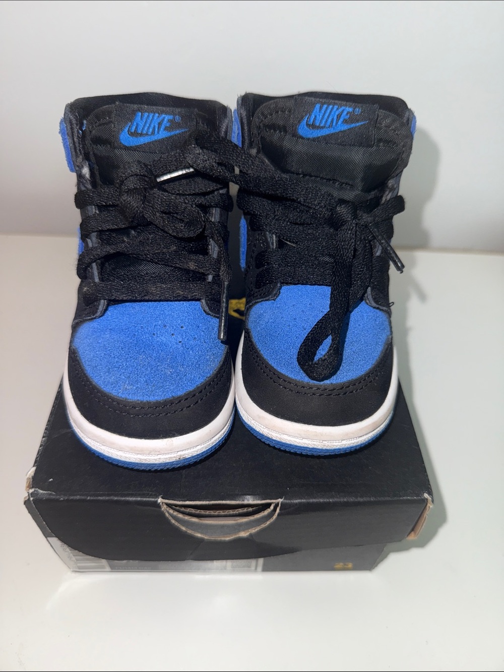 Jordan Kids Black and Blue High-Top Sneakers